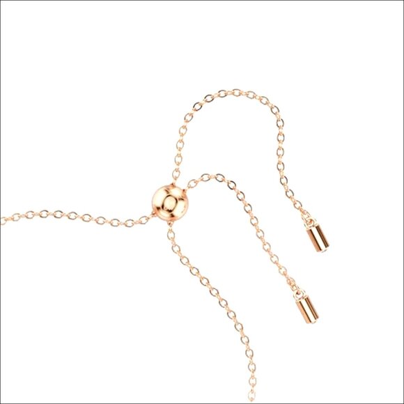 Rose Gold Tone Tennis Bracelet with Pink Crystals, Adjustable Slide Closure - Picture 3 of 7